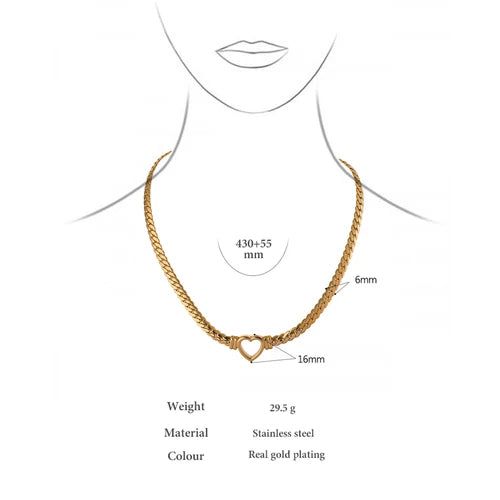 collier Cœur en acier inoxydable