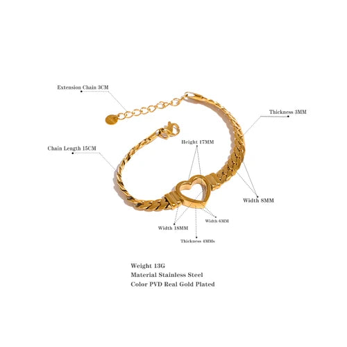 Bracelet coeur en Acier Inoxydable