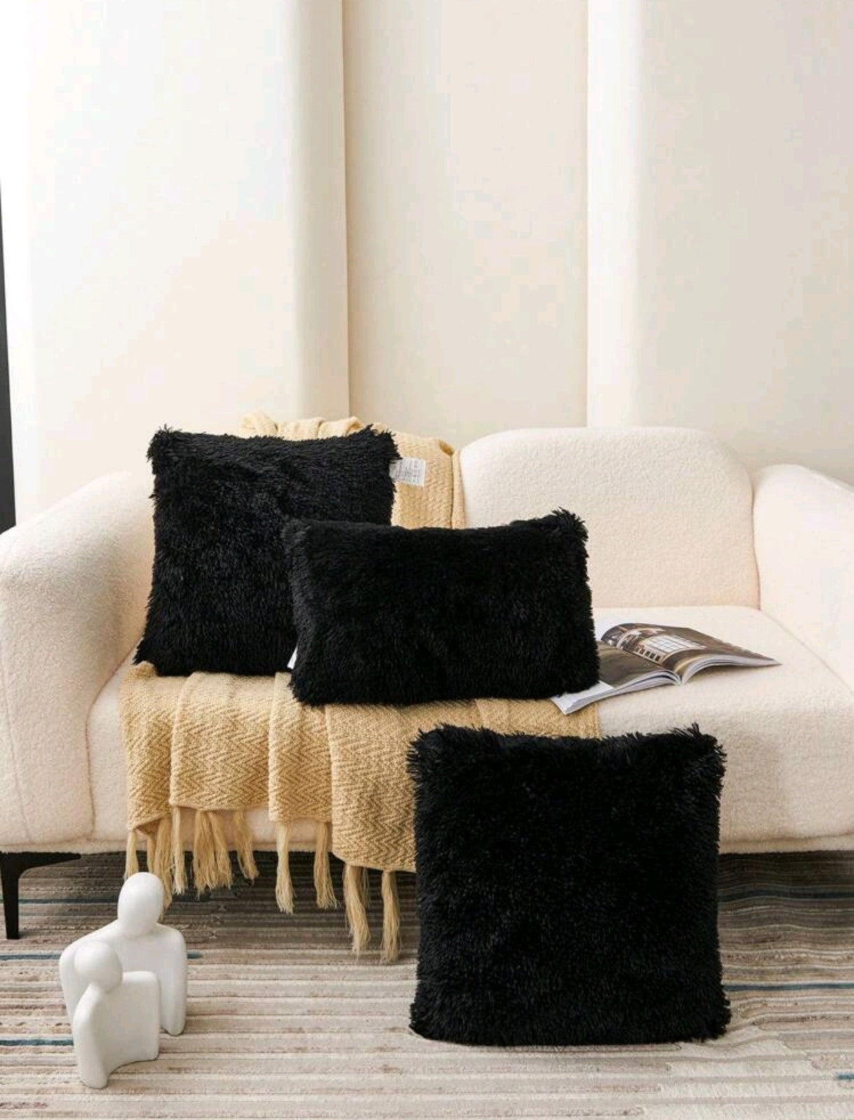 1 pièce de Housse de coussin Duveteux