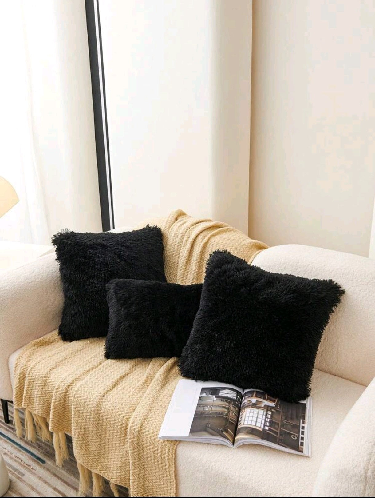 1 pièce de Housse de coussin Duveteux
