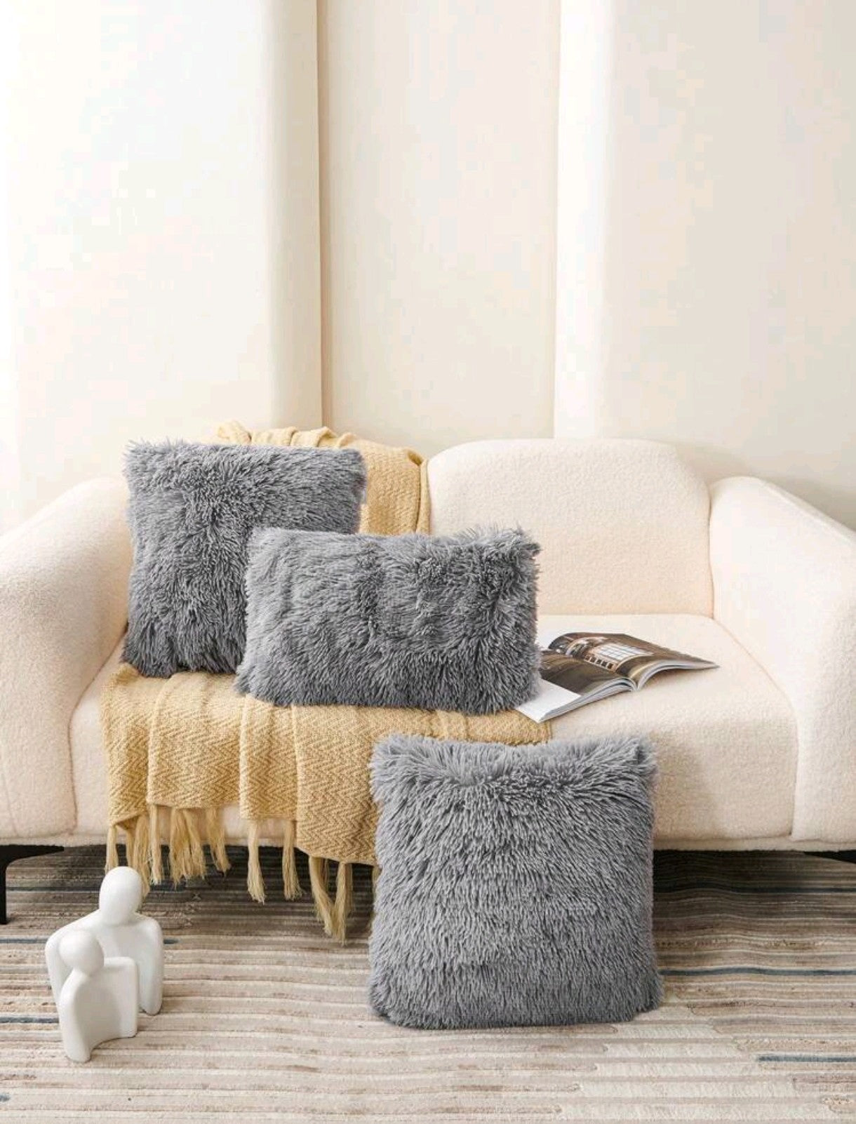 1 pièce de Housse de coussin Duveteux