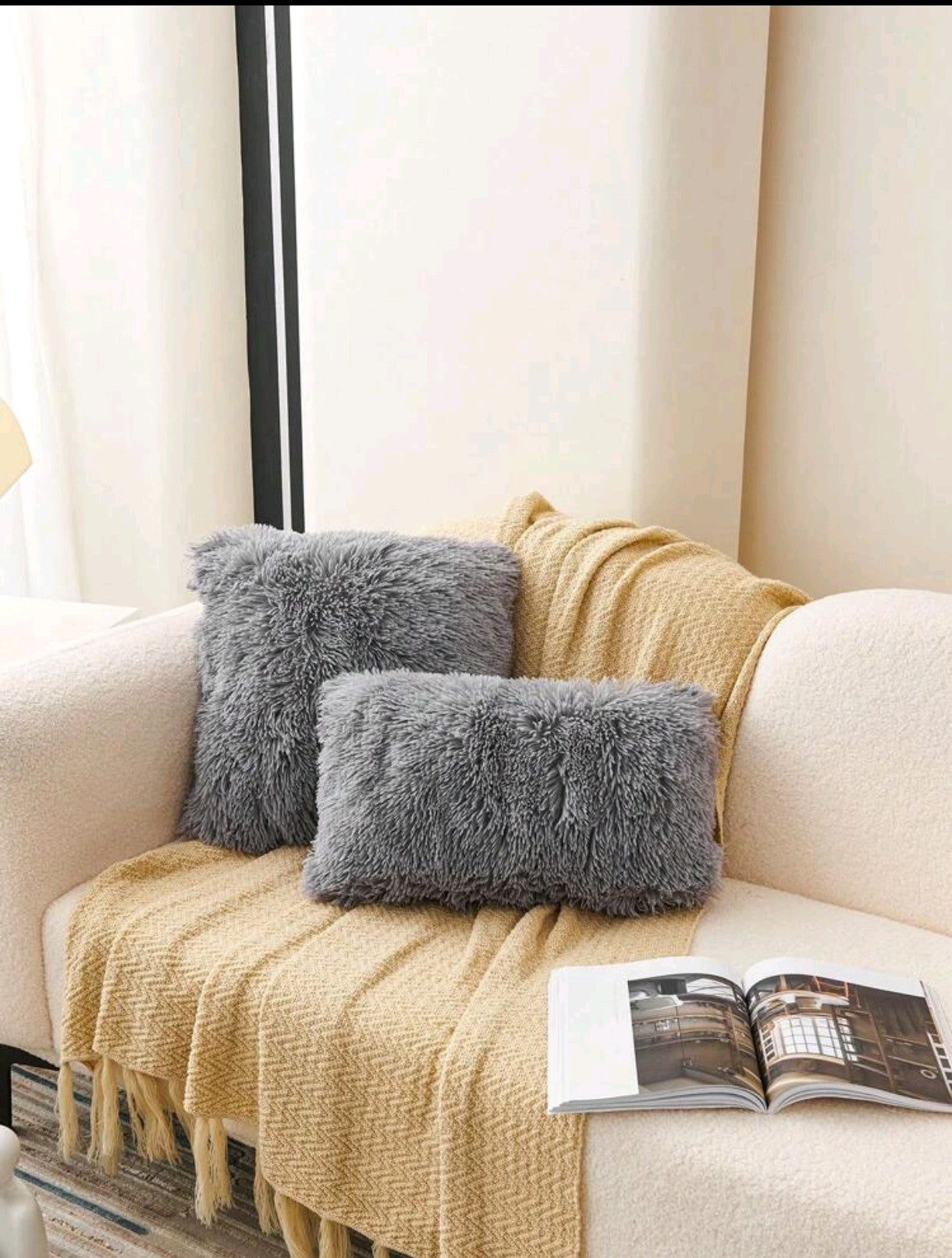 1 pièce de Housse de coussin Duveteux