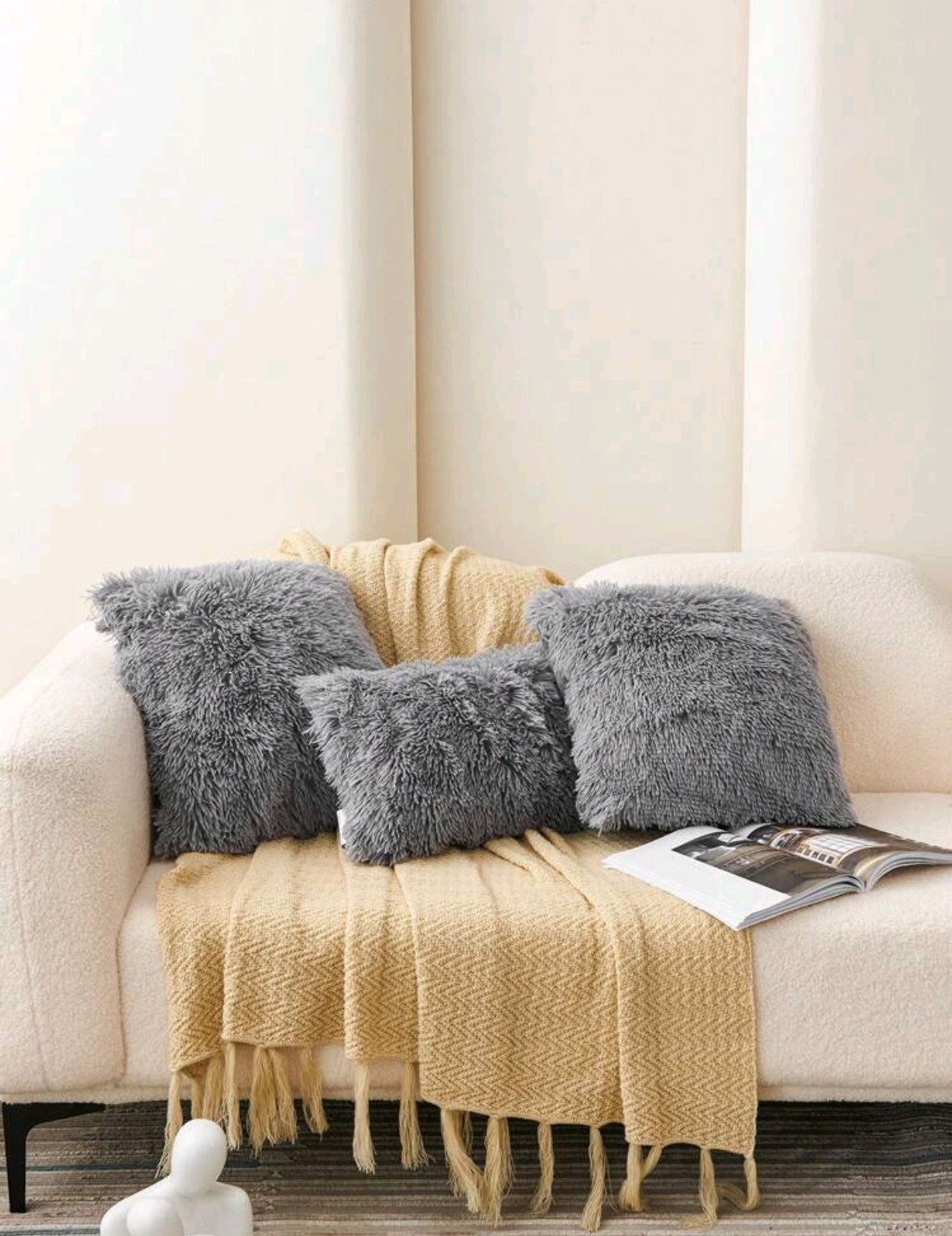1 pièce de Housse de coussin Duveteux