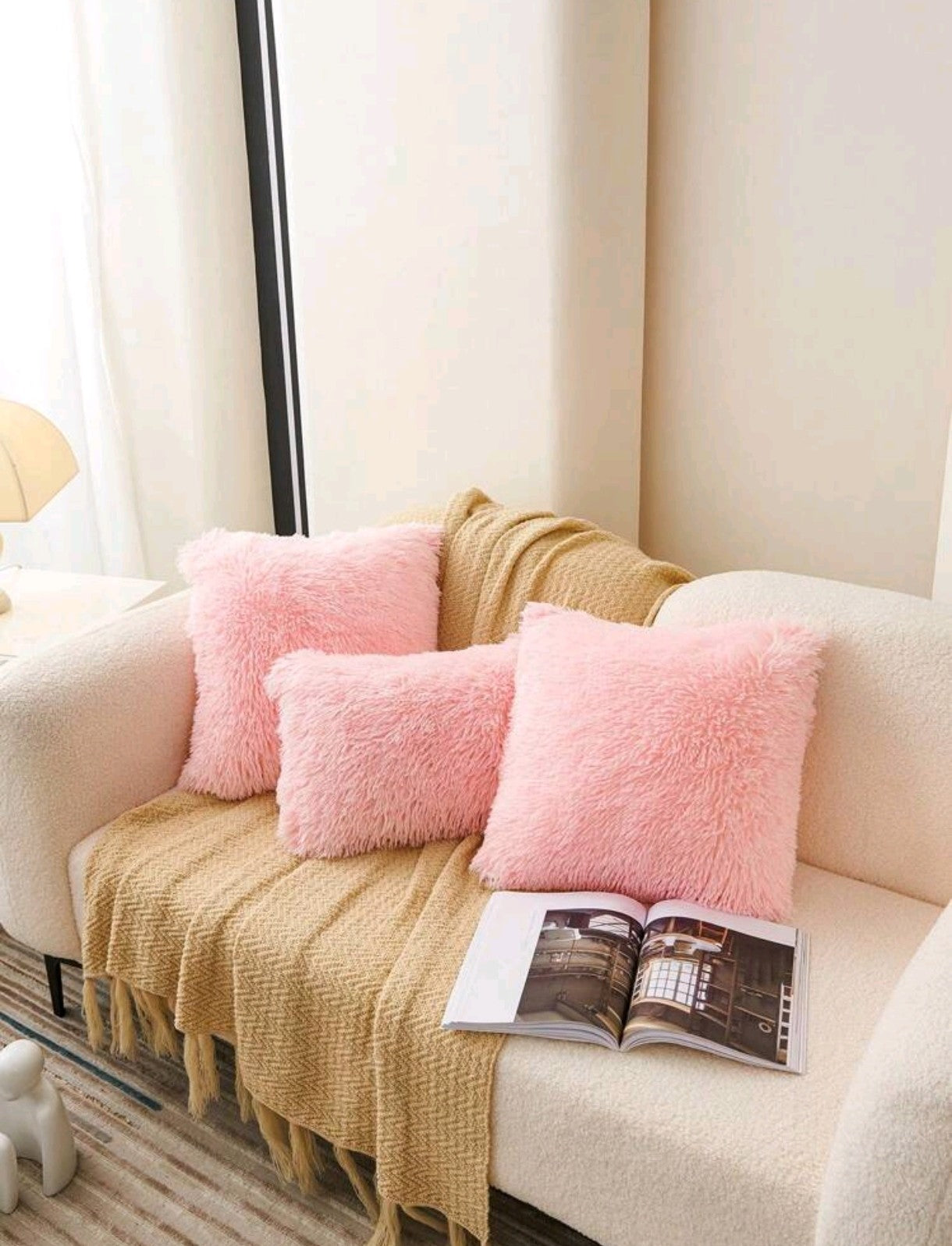1 pièce de Housse de coussin Duveteux