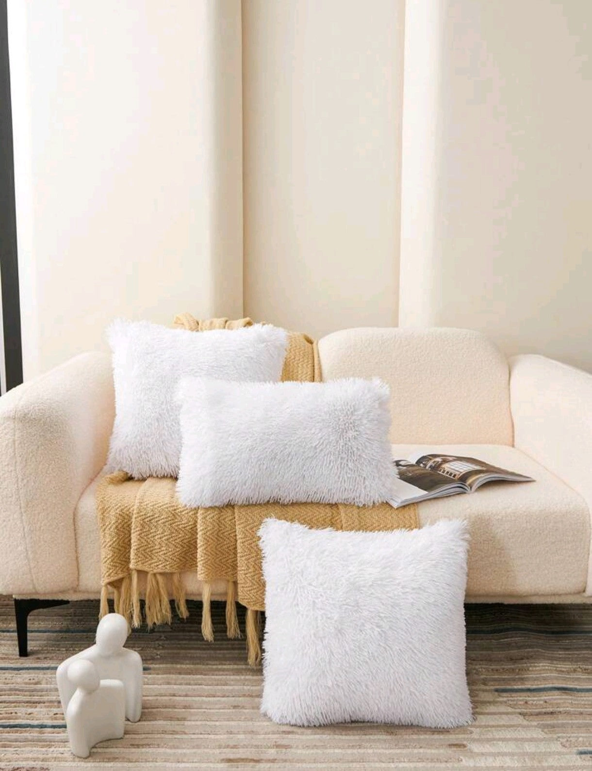 1 pièce de Housse de coussin Duveteux