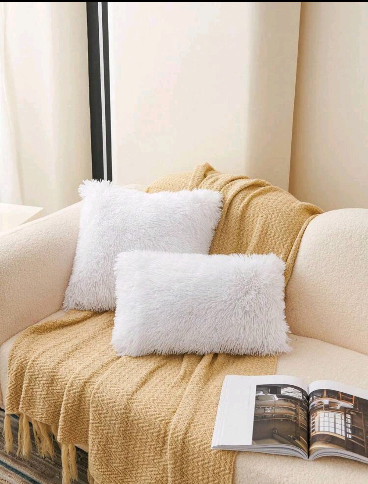 1 pièce de Housse de coussin Duveteux