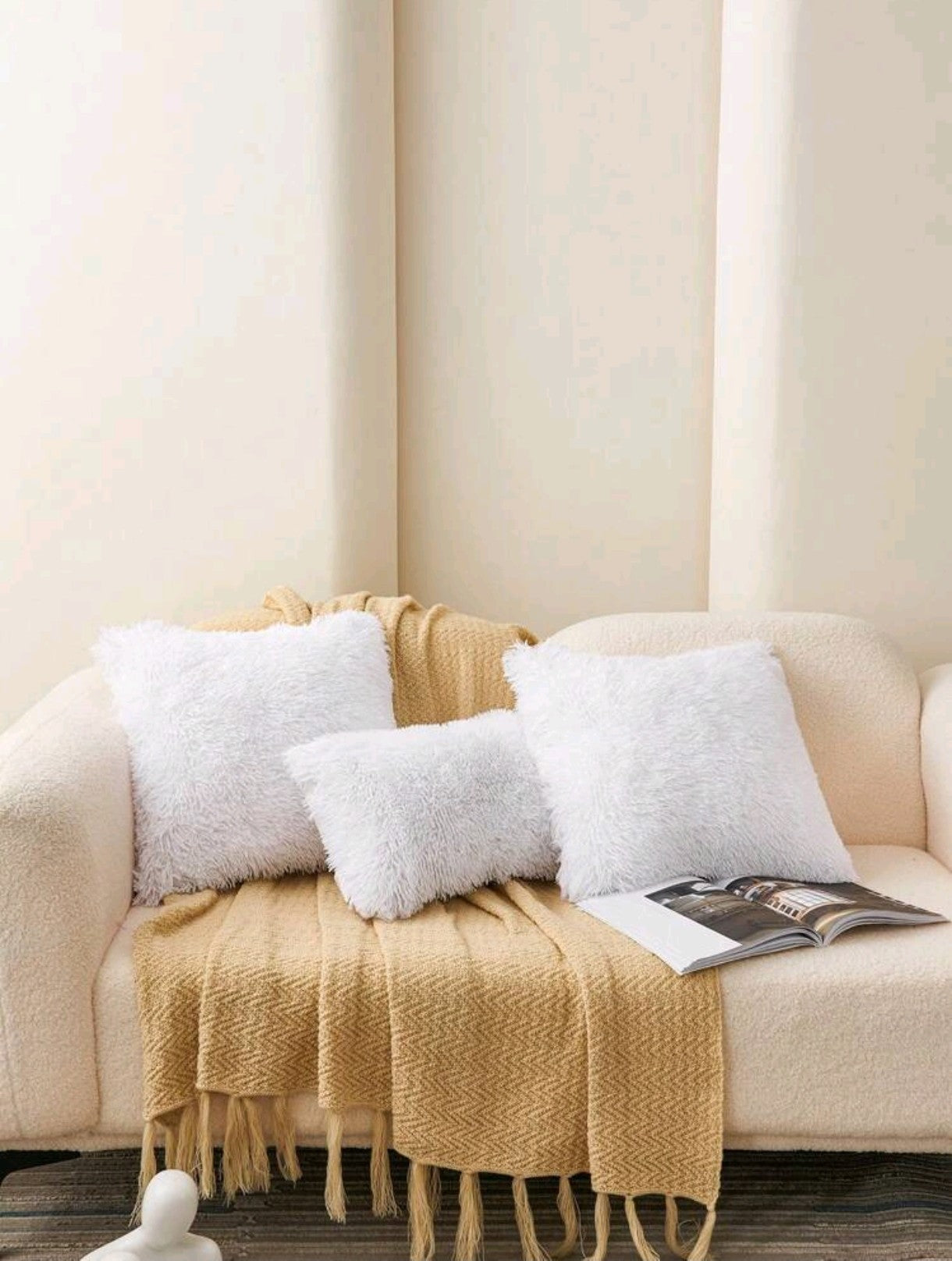 1 pièce de Housse de coussin Duveteux