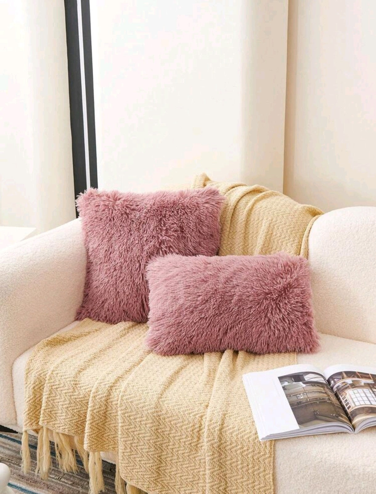 1 pièce de Housse de coussin Duveteux