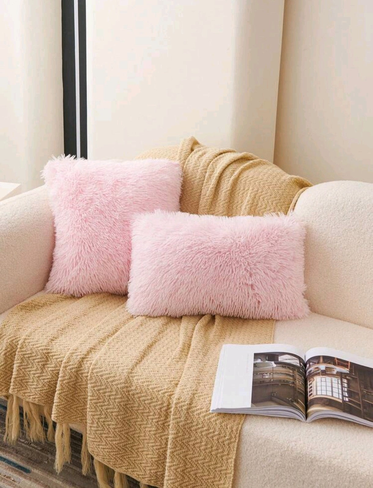 1 pièce de Housse de coussin Duveteux