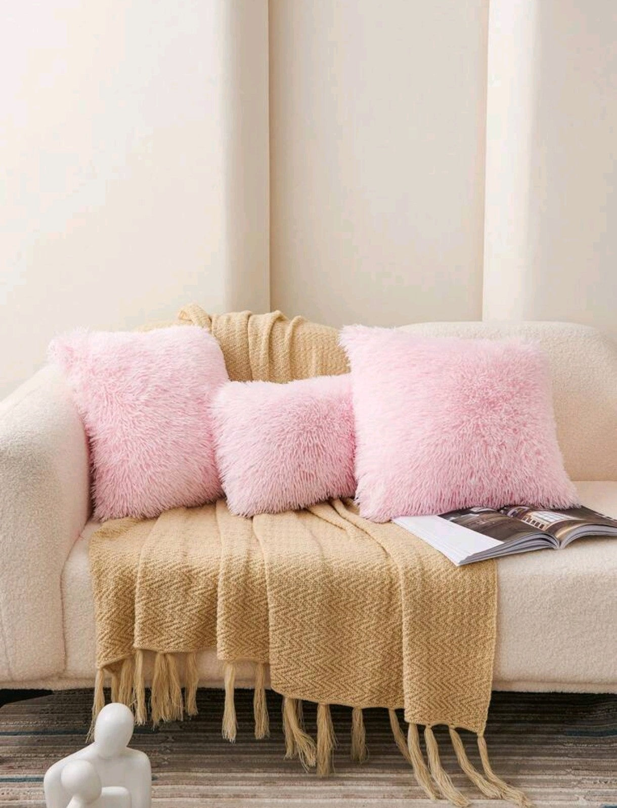 1 pièce de Housse de coussin Duveteux