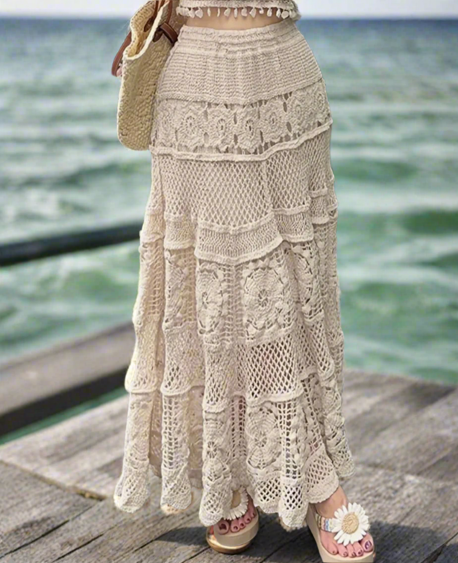 Jupe longue dentelle au crochet