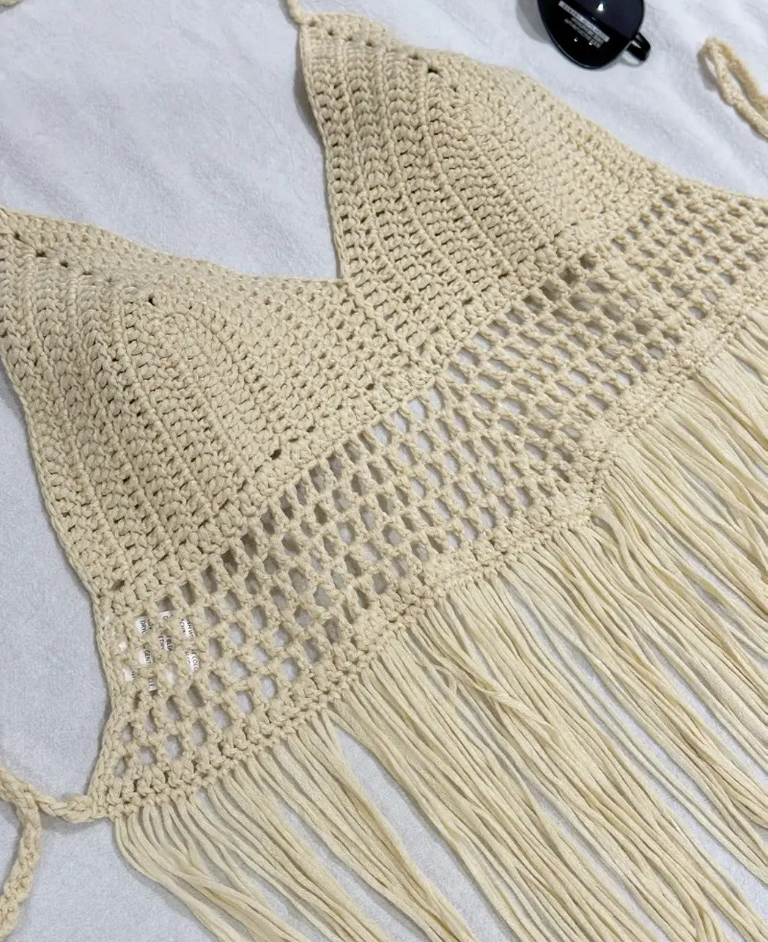 Top long au crochet forte poitrine
