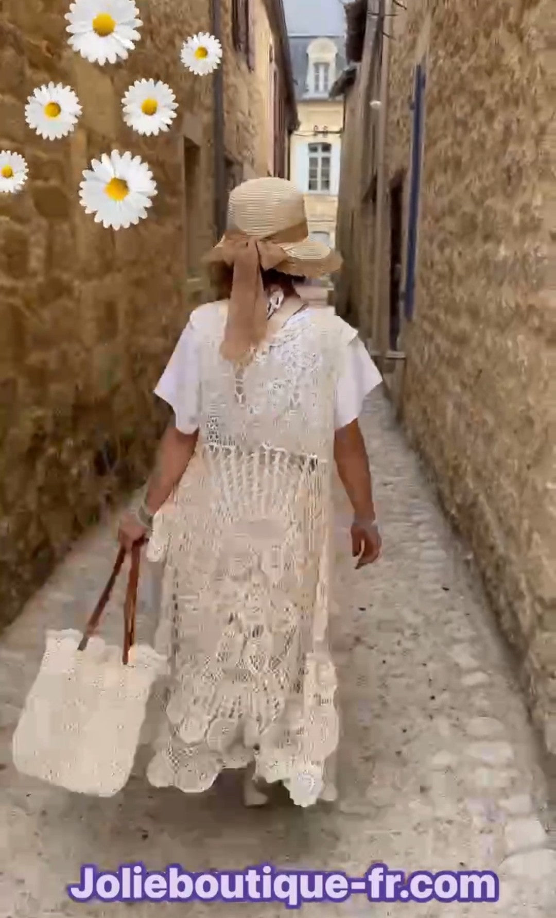 Veste longue dentelle au crochet
