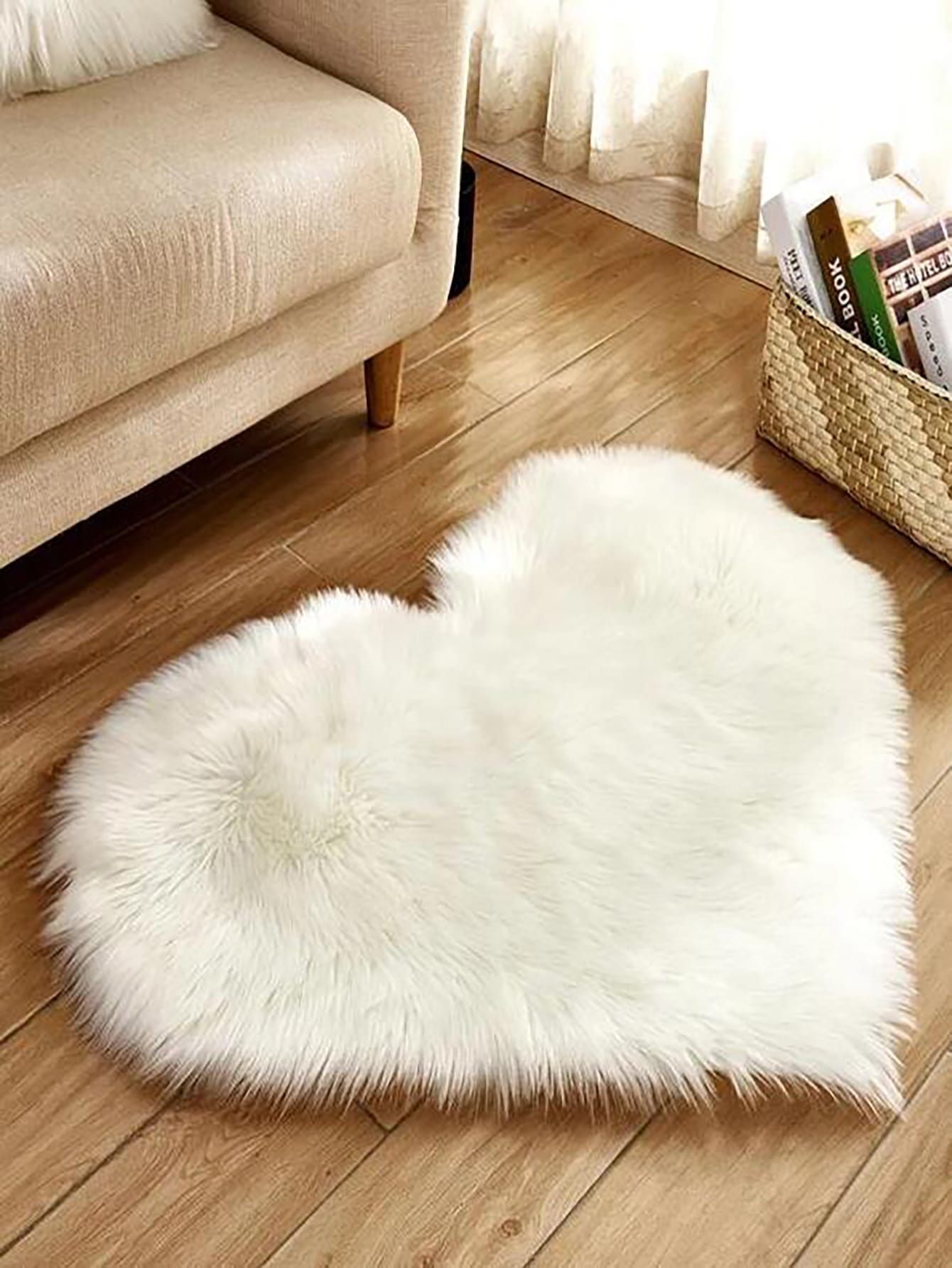 Tapis cœur en peluche