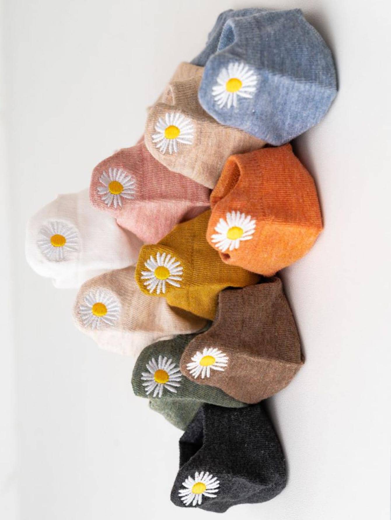 10 paires Chaussettes broderie Marguerite