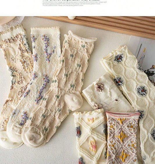 7 Paires Chaussettes fantaisie motif floral