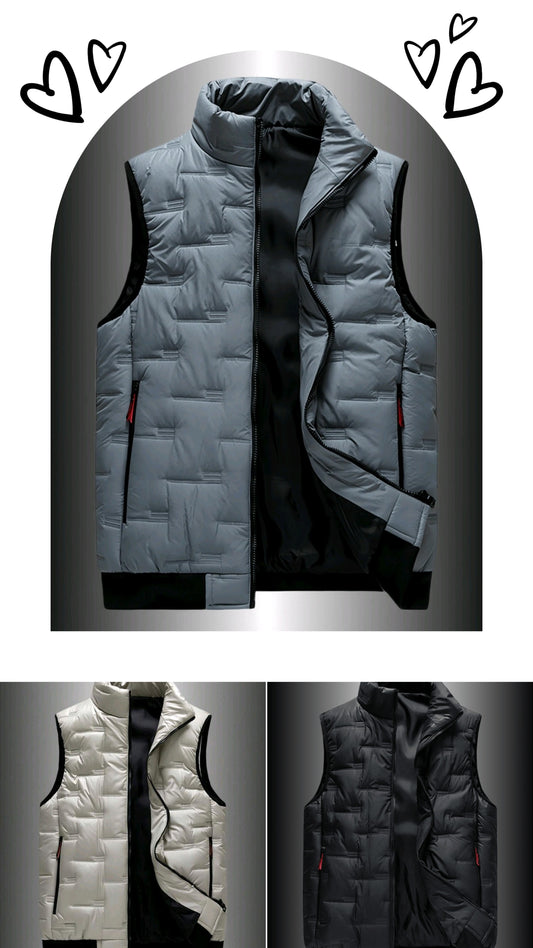 Gilet matelassé sans manche,col montant,pour homme