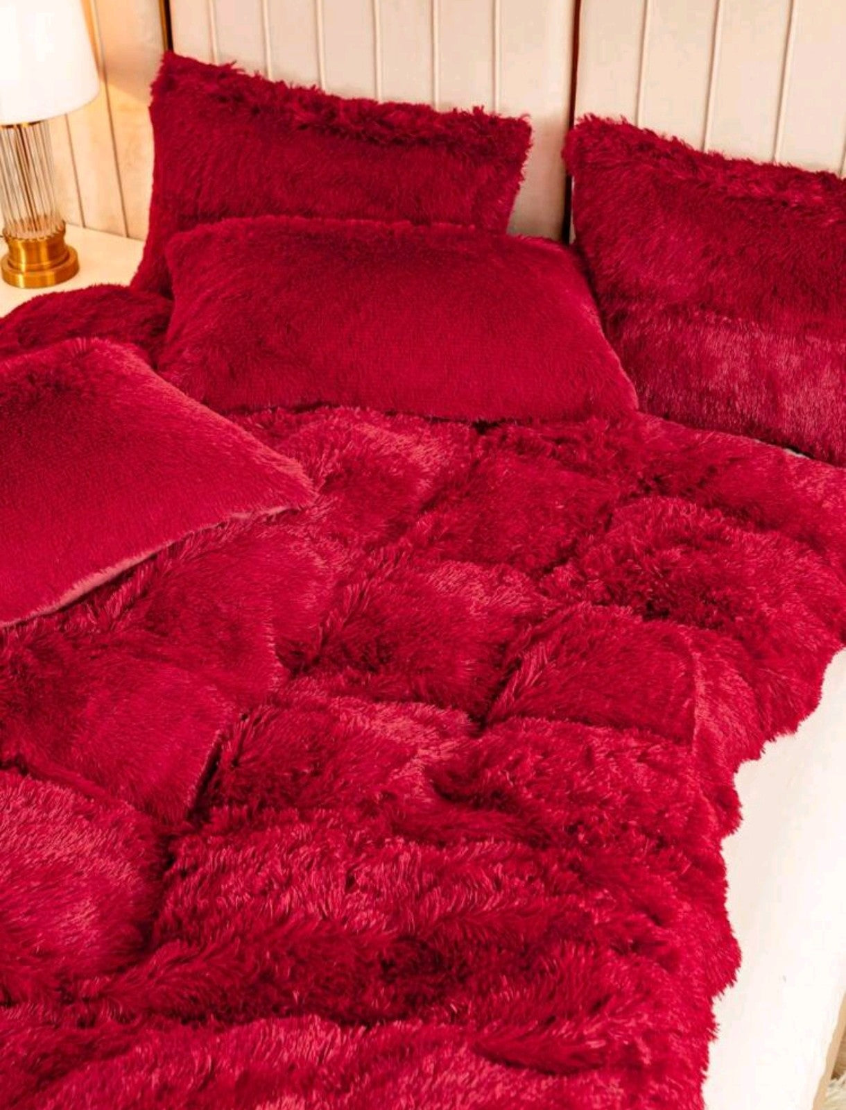 Housse de couette rouge en peluche
