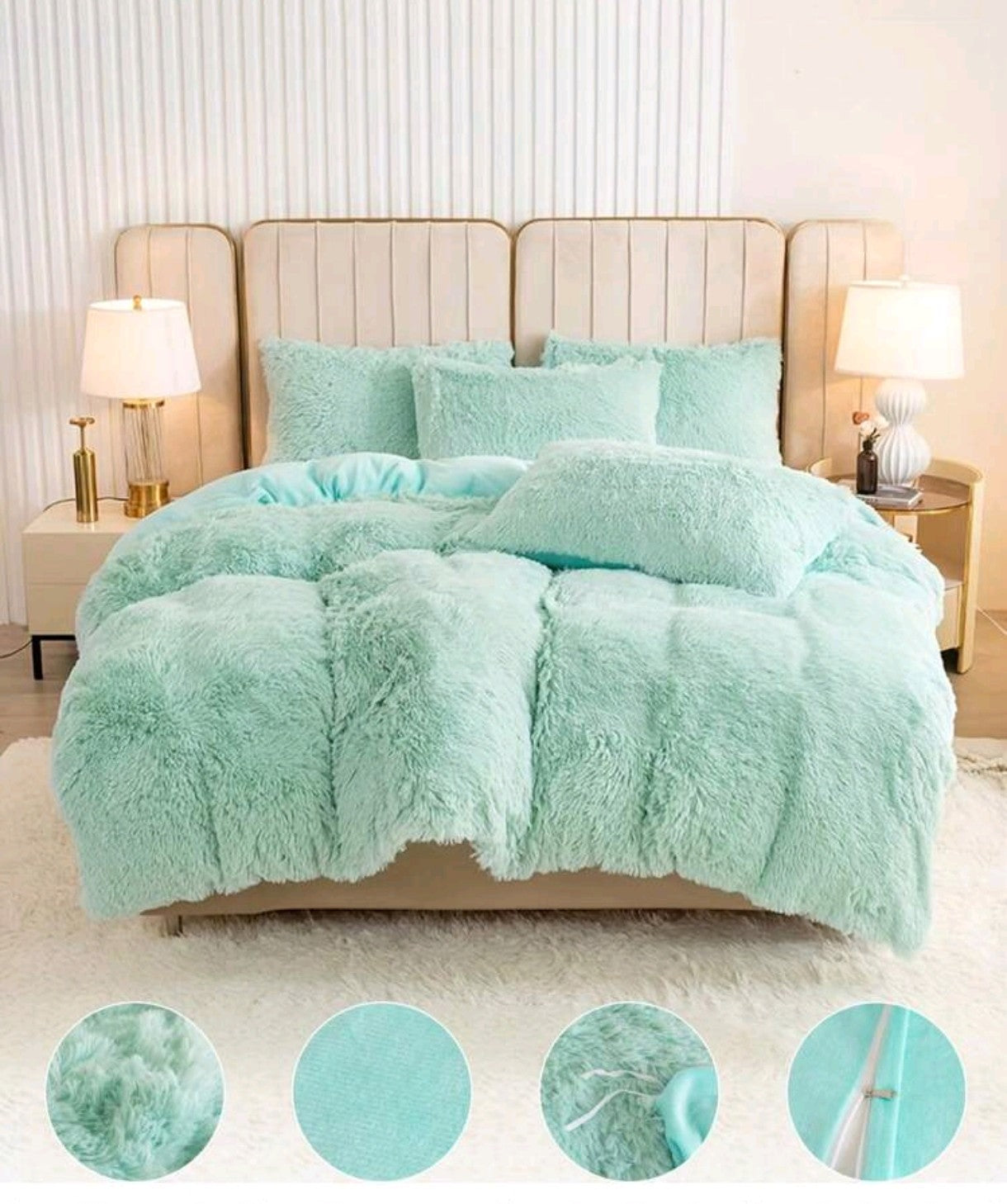 Parure de lit duveteux bleu ciel