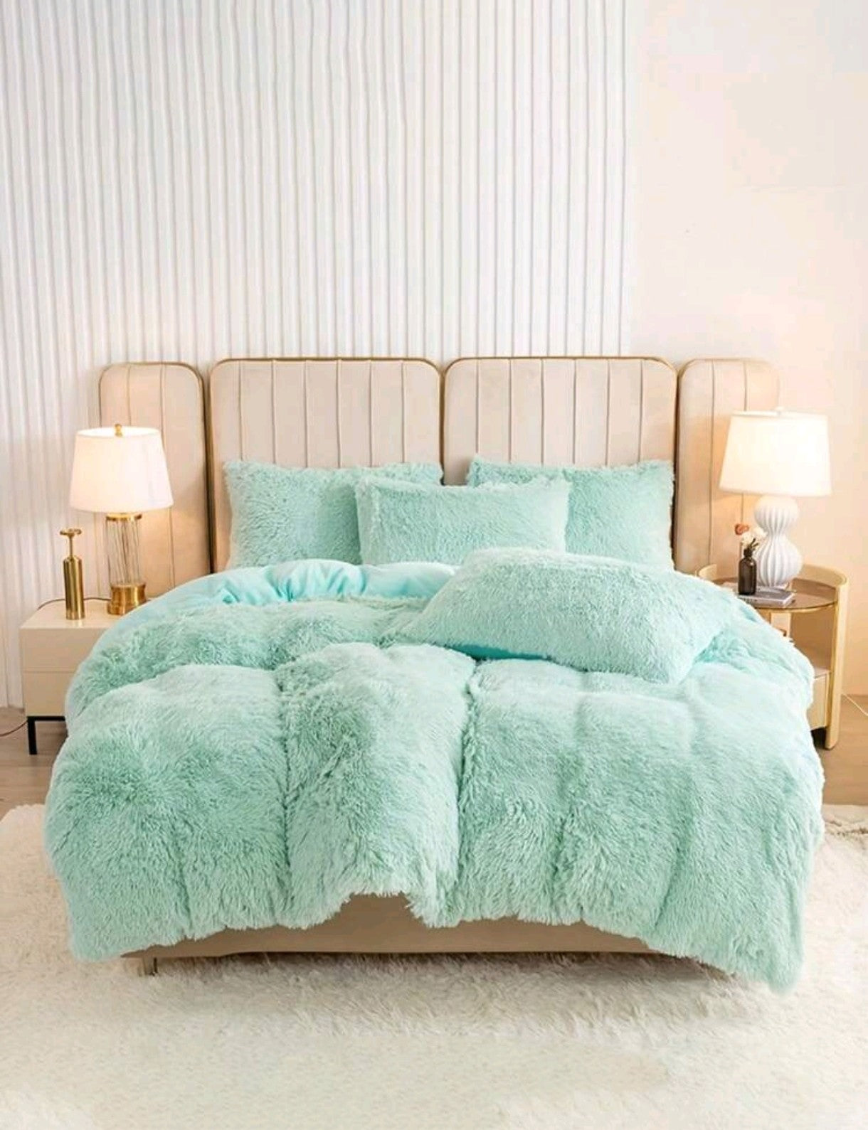 Parure de lit duveteux bleu ciel 