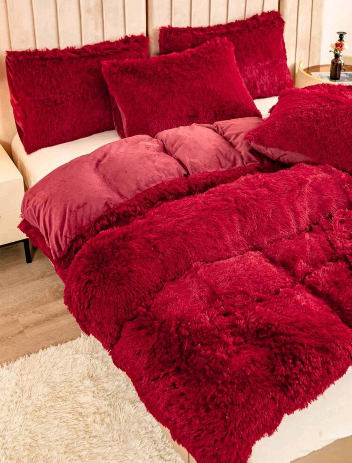 Parure de lit pour l'hiver couleur rouge