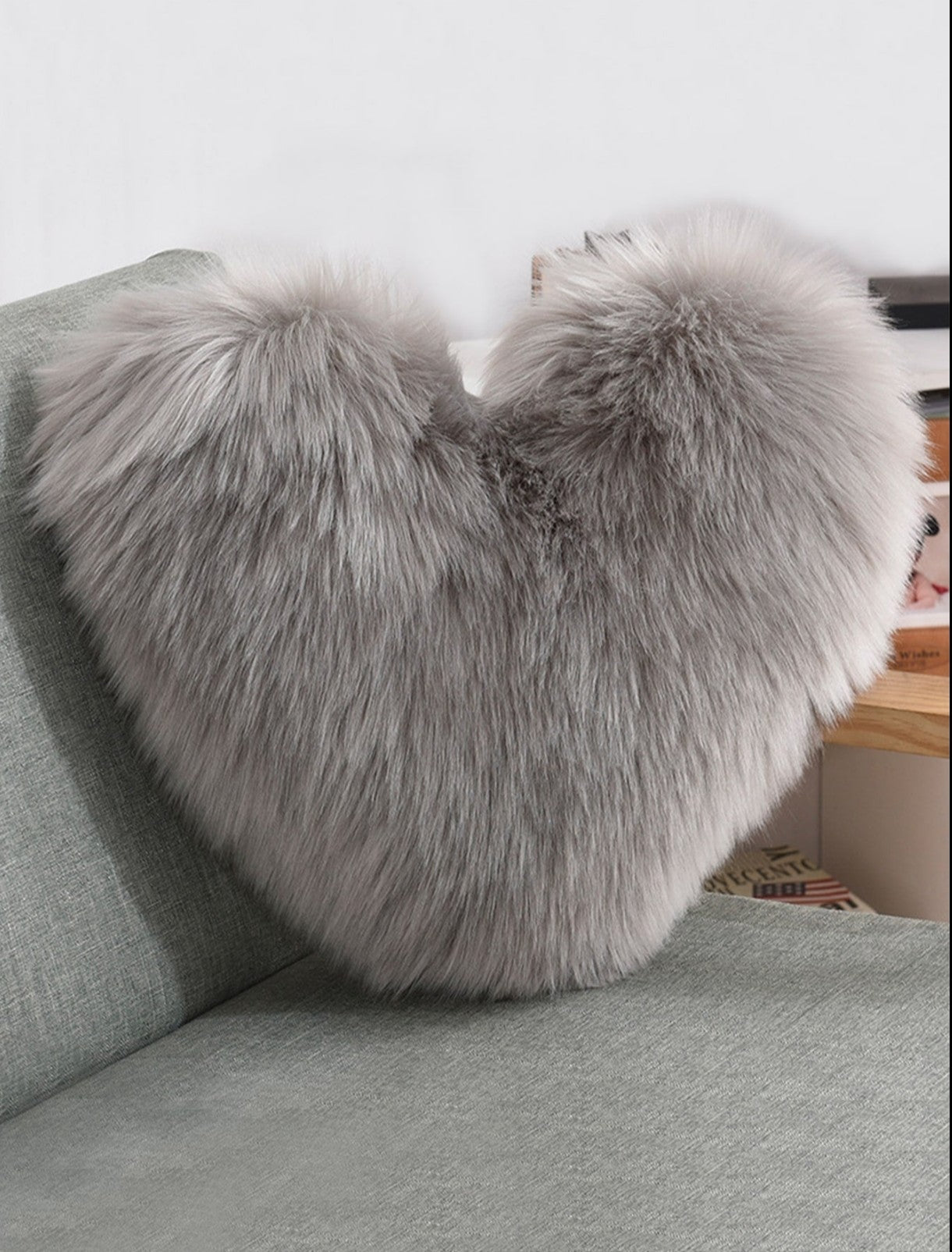 Coussin cœur en peluche