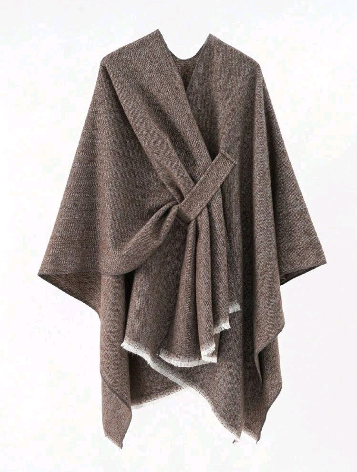 Cape châle à boucle,Beige,Noir,Gris,Marron