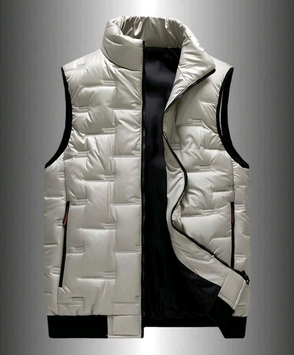 Gilet matelassé sans manche,col montant,pour homme