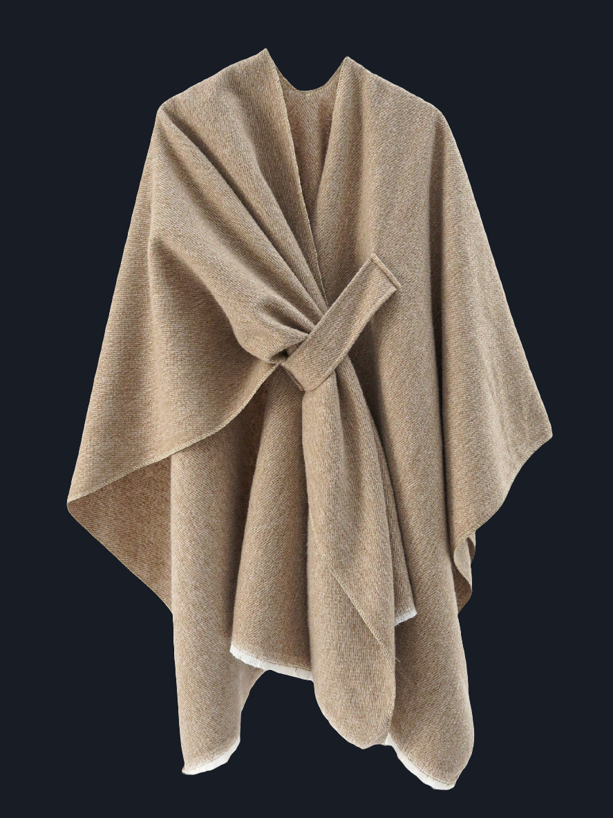 Cape châle à boucle,Beige,Noir,Gris,Marron