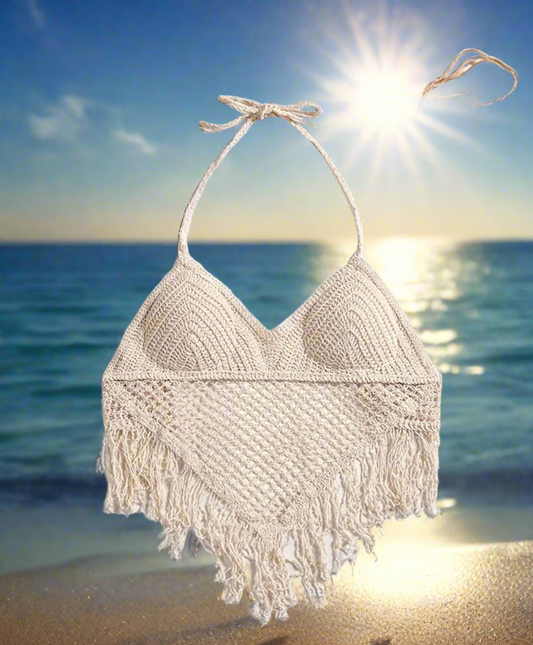Top long avec frange au crochet