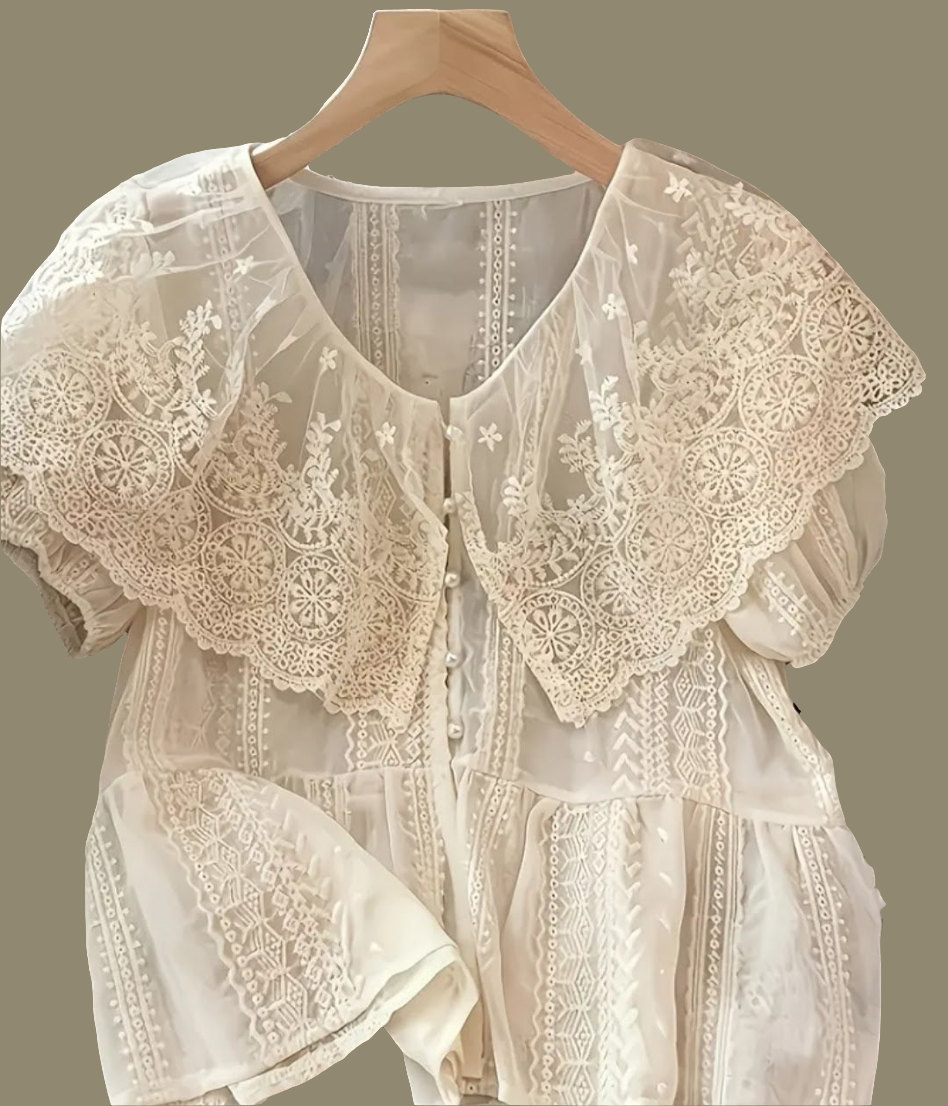 Chemisier bohème brodé col volant , Pour un style bohème chic