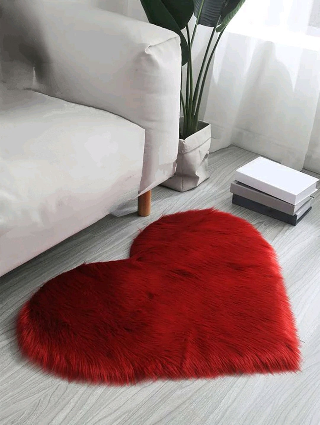 Tapis cœur en peluche