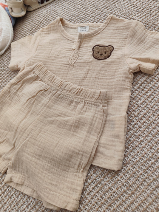 T-shirt short en gaz de coton pour enfant et bébé