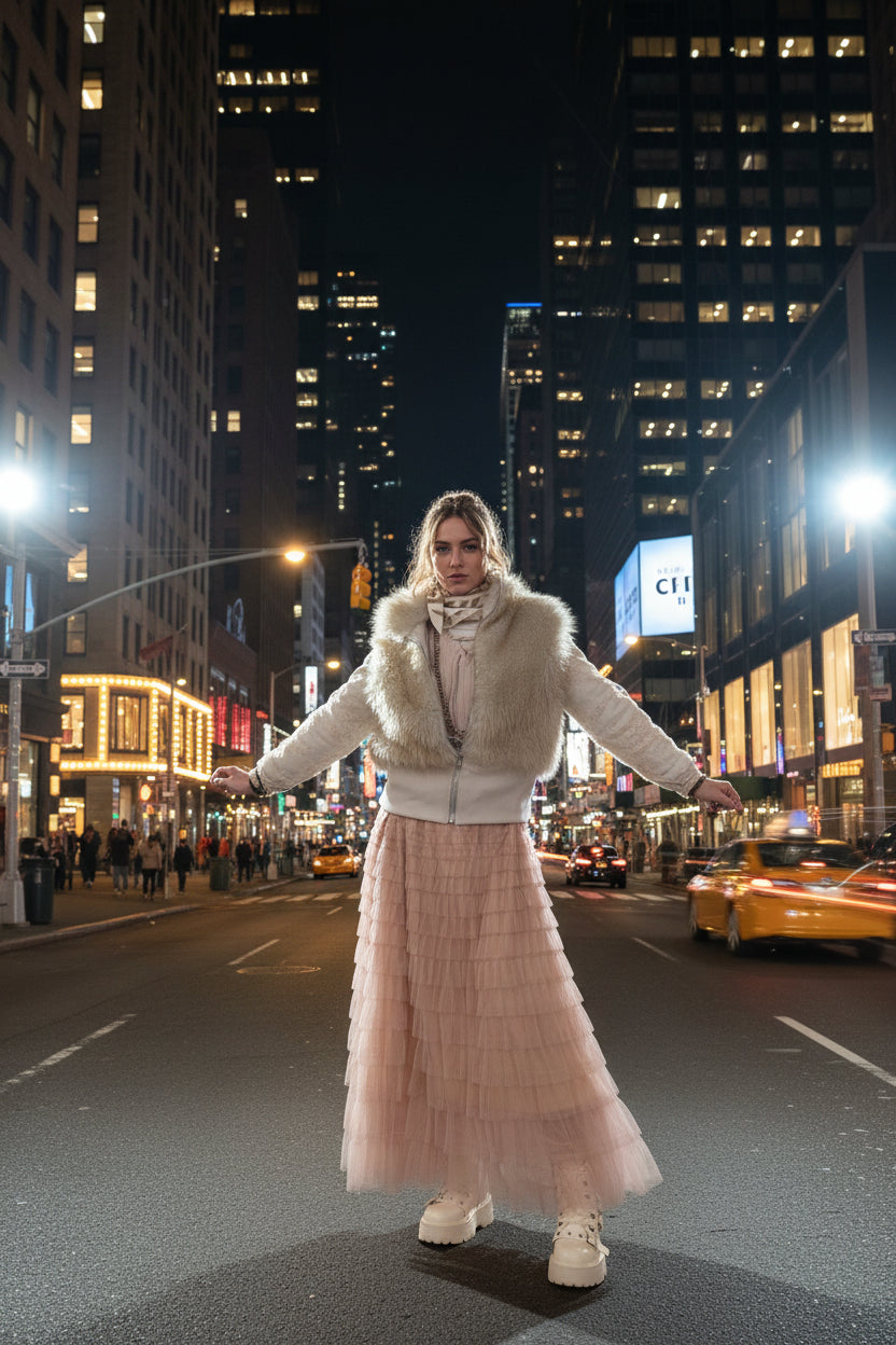 Jupe plissée dentelle