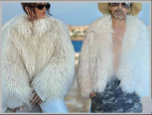 Manteau unisexe , manteau fourrure