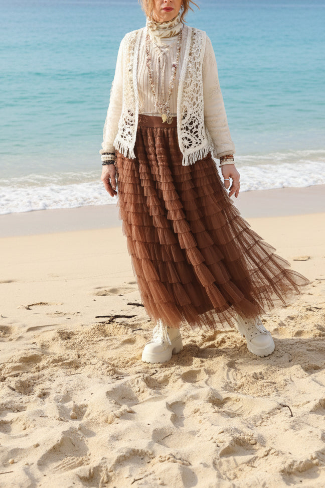 Jupe plissée dentelle