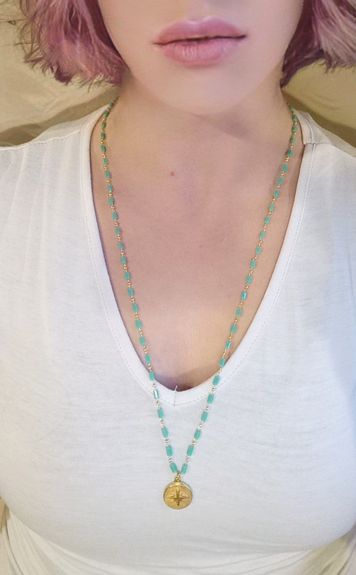 Collier cristal turquoise