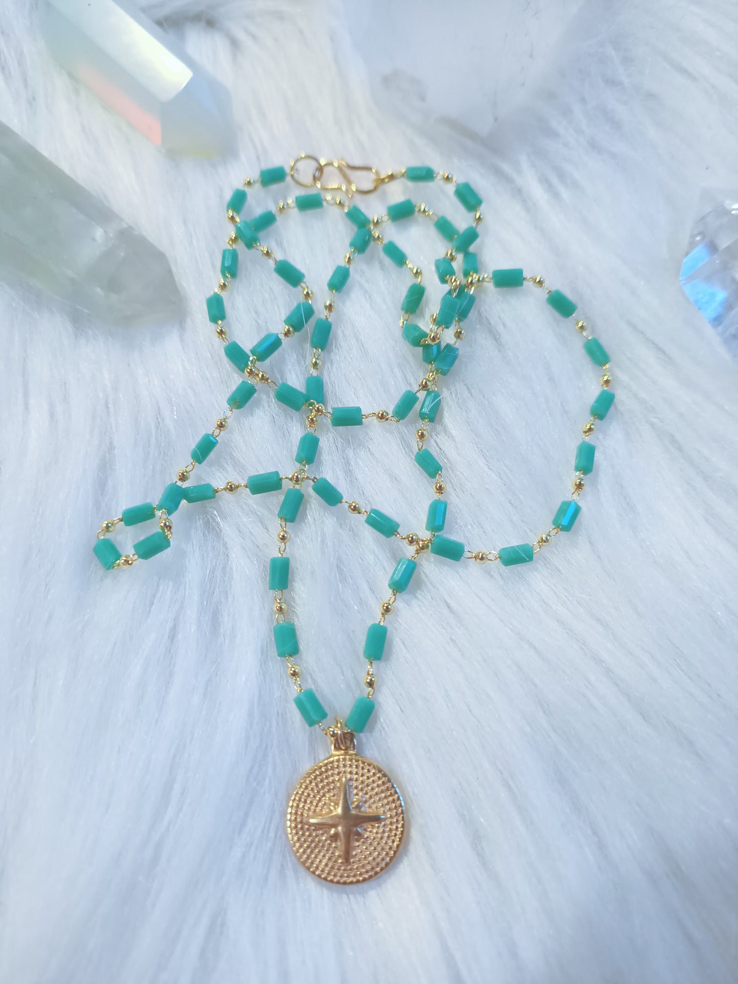 Collier cristal turquoise