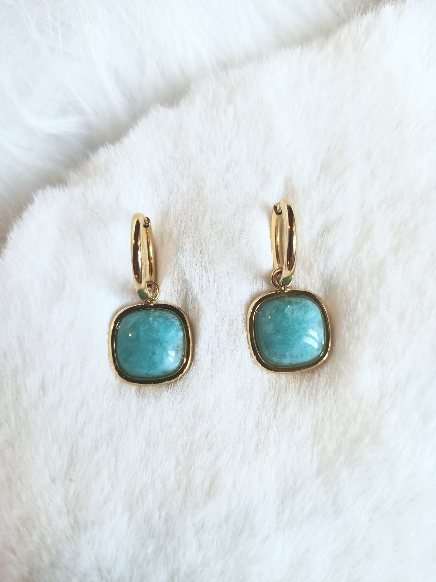 Boucles d'oreilles en Amazonite et Or fin