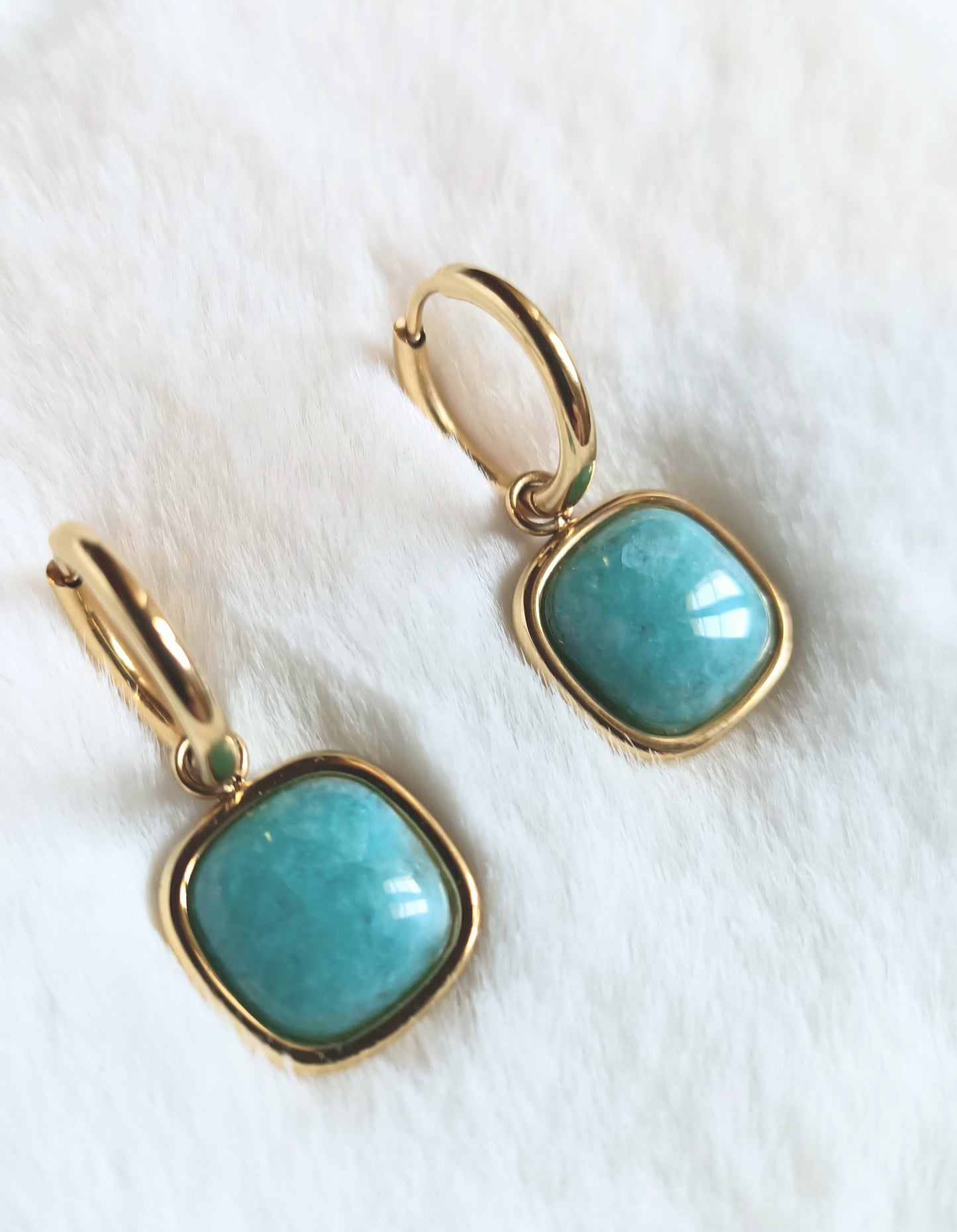 Boucles d'oreilles en Amazonite et Or fin