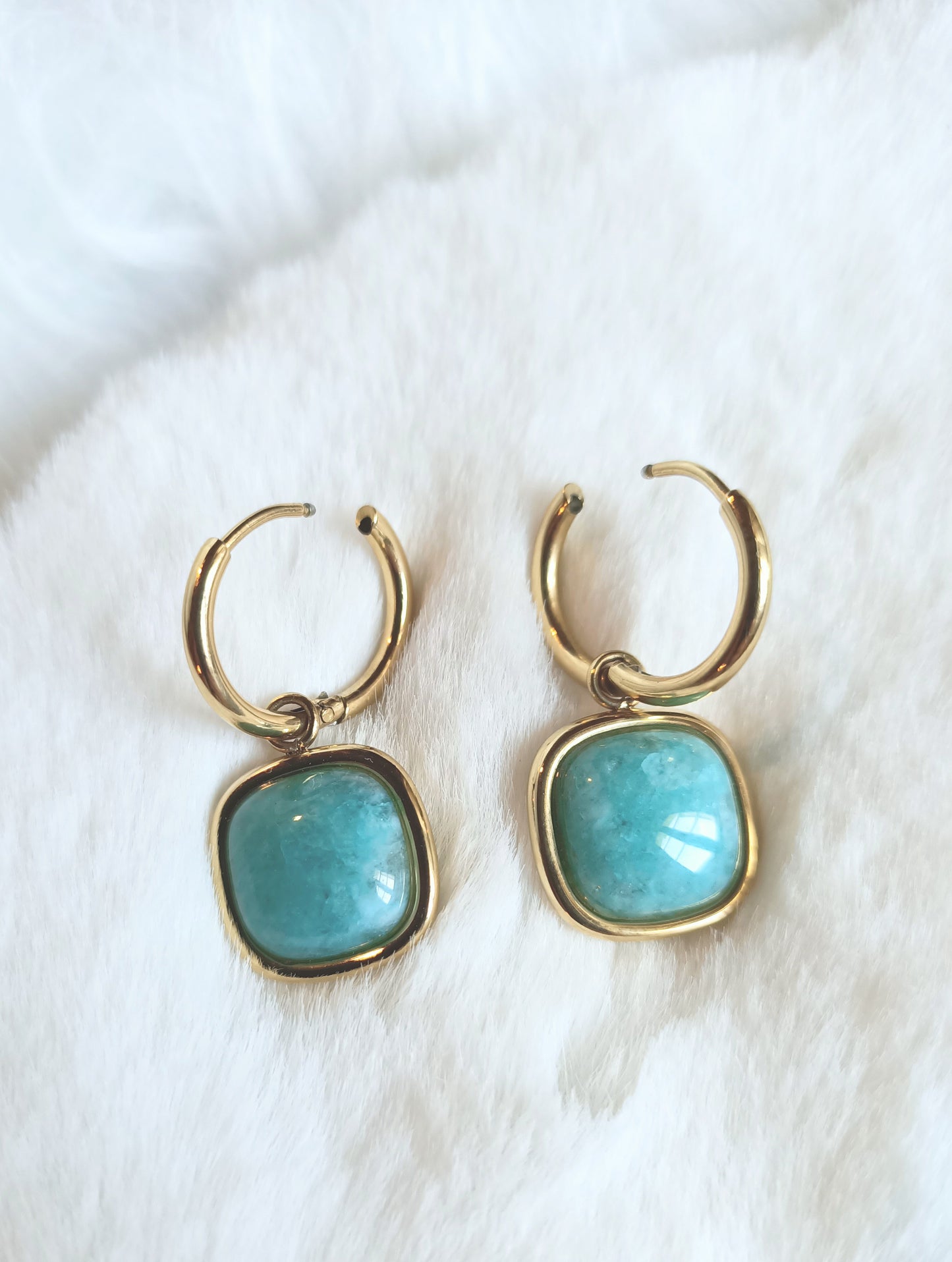 Boucles d'oreilles en Amazonite et Or fin