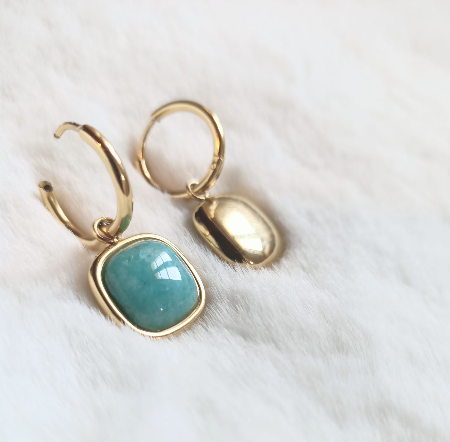 Boucles d'oreilles en Amazonite et Or fin