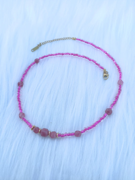 Collier tourmaline rose