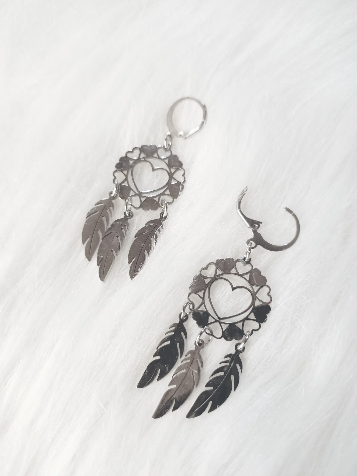 Boucles d'Oreilles Attrape-Rêves Cœur