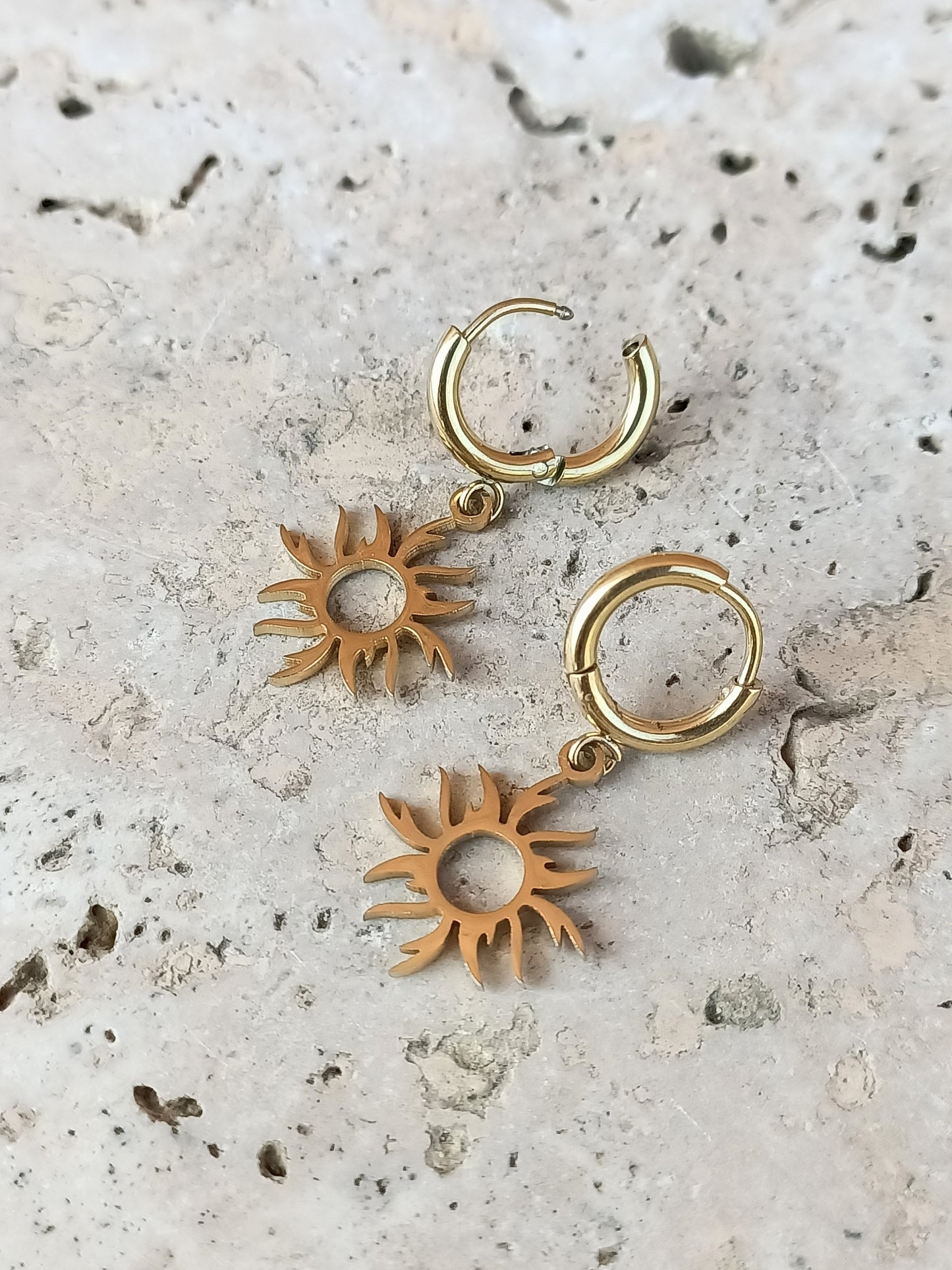 Boucles d'oreilles soleil en acier inoxydable